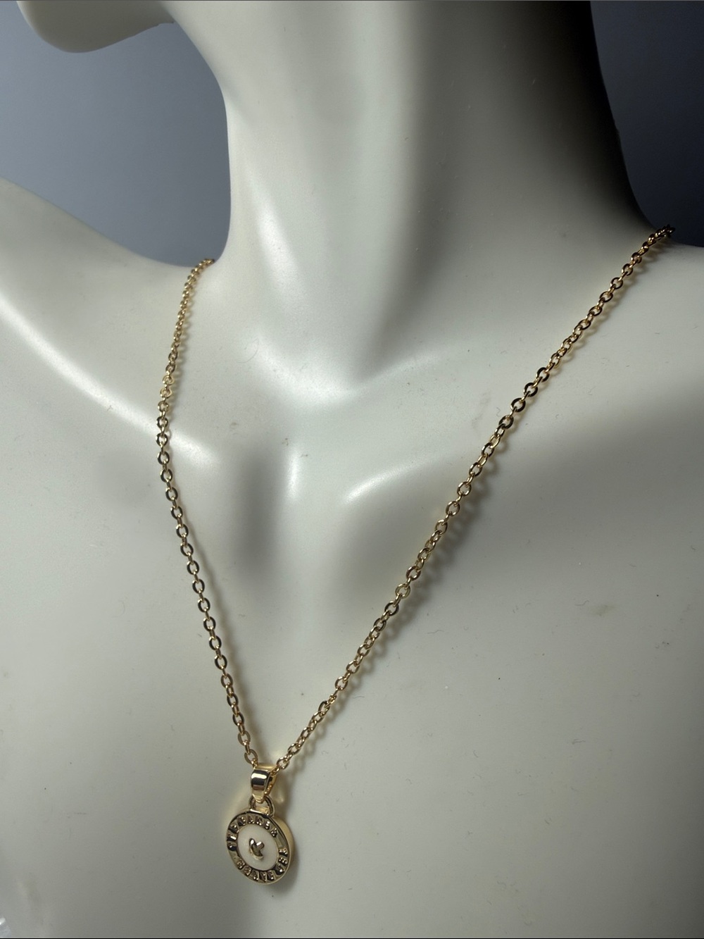Ted Baker London Gold Tone Metal and Enamel Button Pendant Necklace